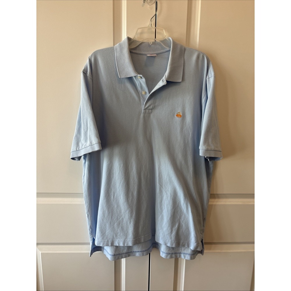 Brooks Brothers 346 Mens XL Polo Shirt Blue Short Sleeve Cotton Pique Logo